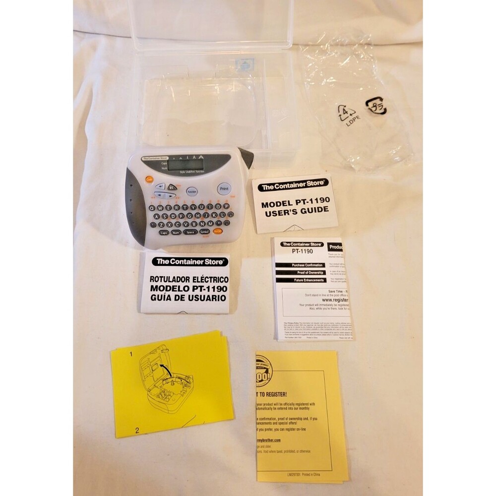Container Store Brother P-Touch PT-1190 Label Maker Printer w/Case